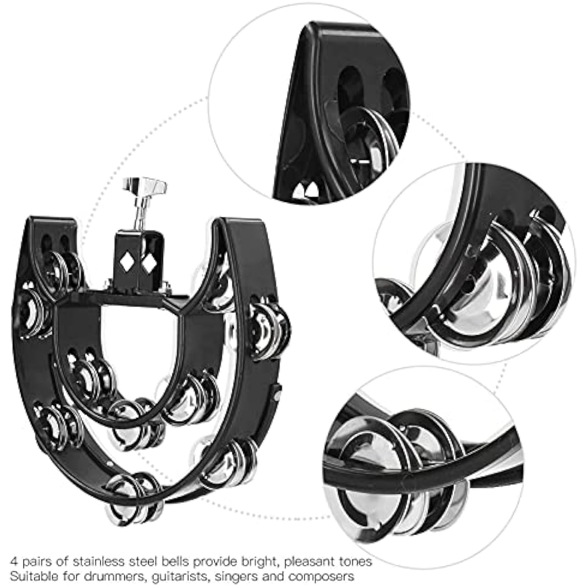 Estink Multifunctional Drum Set Wide Application Hi-Hat Tambourine for School KTV Entertainment Home