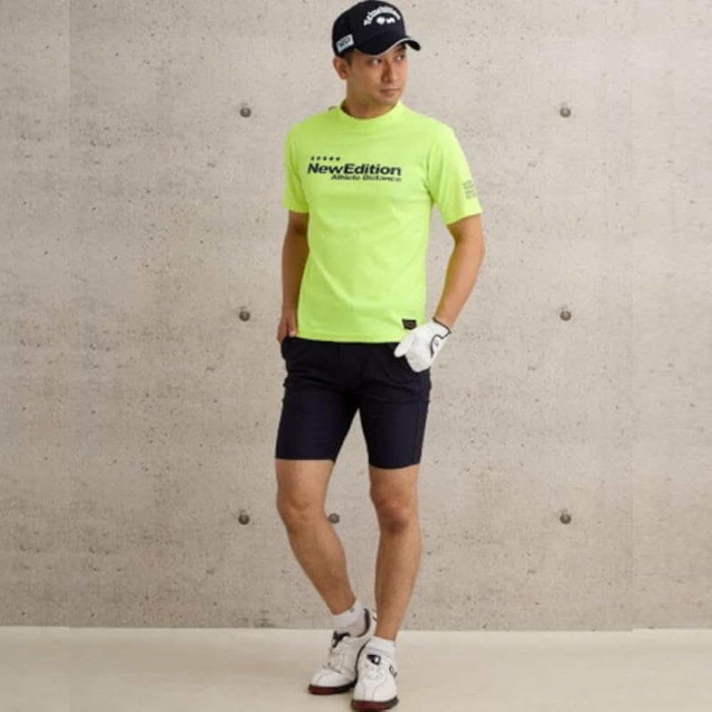 [NewEdition GOLF] Golf Wear Men's Backline Mock Neck Shirt High Neck Shirt Men's Quick Drying/Absorbent Sports Material Short Sleeve Shirt NEG-317-318-319-322