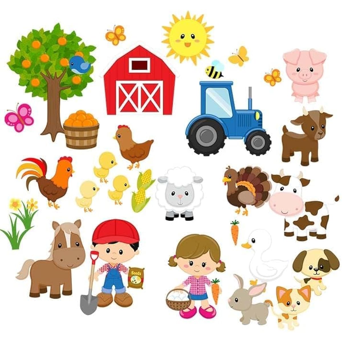 Story Time Felts 37 Piece Farm Animal Felt Figures Flannel Board Set, Small
