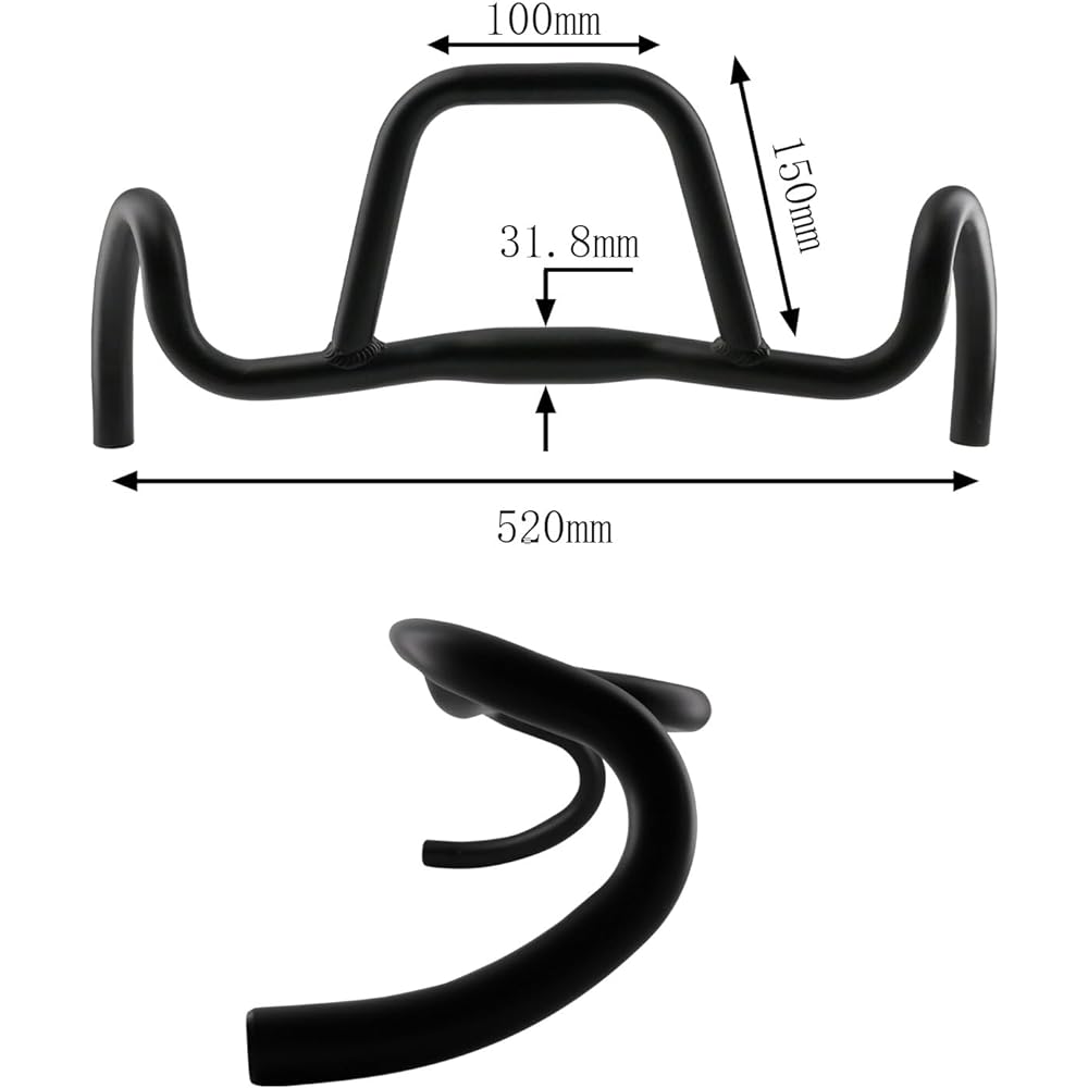 S SENQI Bicycle Drop Handlebar Aluminum Alloy Round Tube φ31.8 Gravel Gravel Suitable for Road Bike Cruiser BMX Bicycle 420mm-520mm, 440mm-540mm, 460mm-560mm 20mm Black (420mm-520mm)