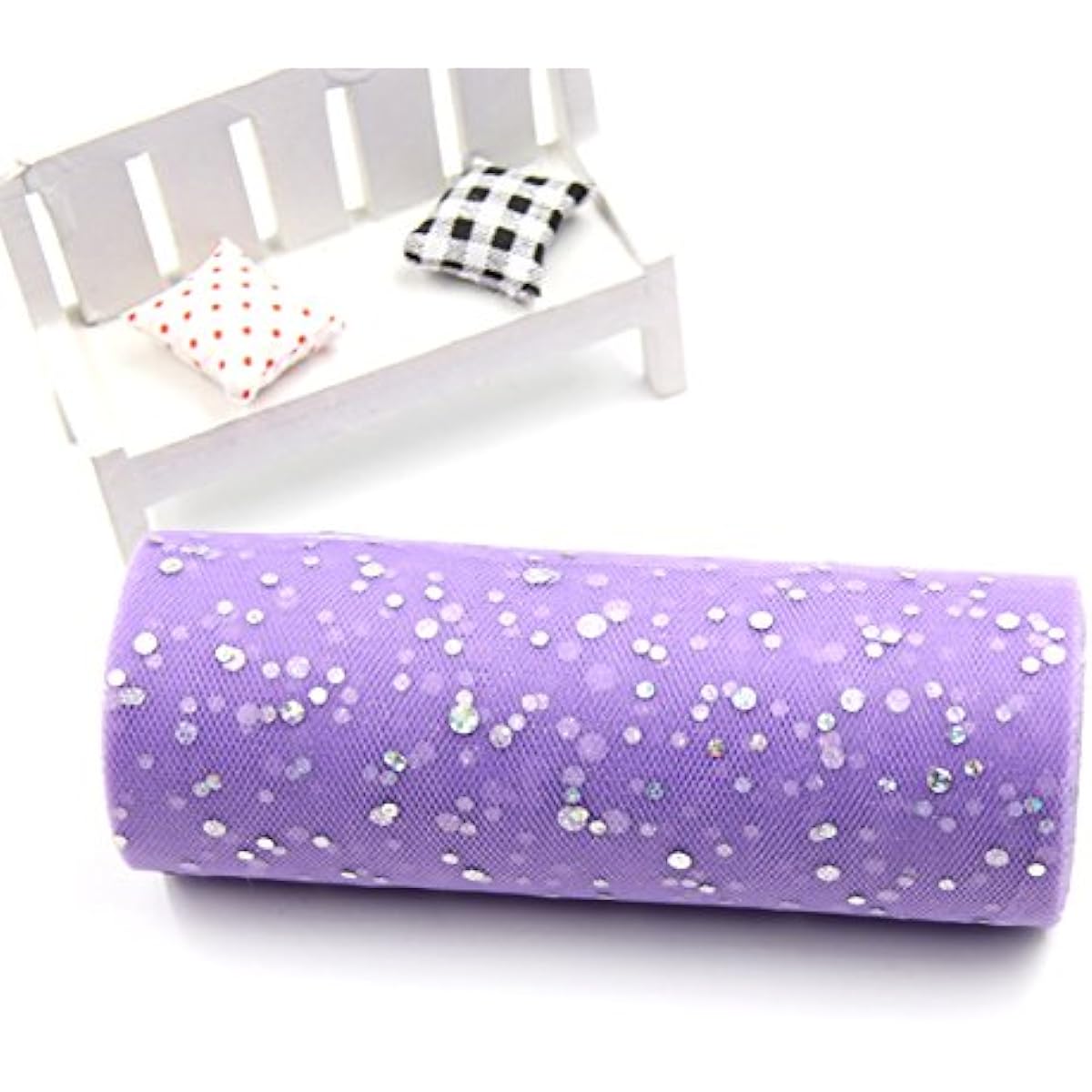 Xiaolanwelc@ 10YardsX15cm Sparkly Sequin Tulle Roll Crystal Organza Sheer Gauze Elements Table Runner & Home Garden/Wedding Party Decoration Purple Xiaolanwelc
