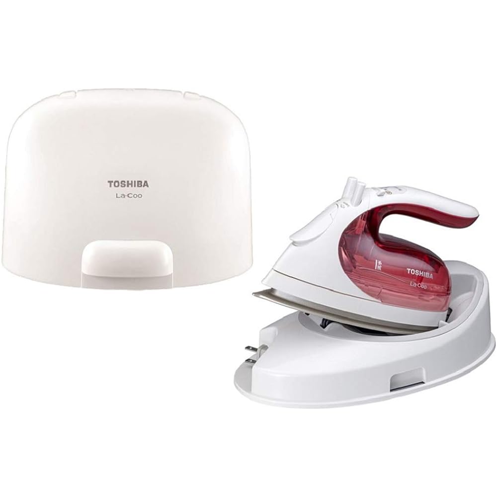 Toshiba Iron Steam Clothes Steamer Cordless TA-FV450 Lightweight Approximately 0.9kg Compact Steam Duration Approximately 2 minutes Steam Volume Approximately 5ml/min Silver Titanium Coat Leaves on Pink