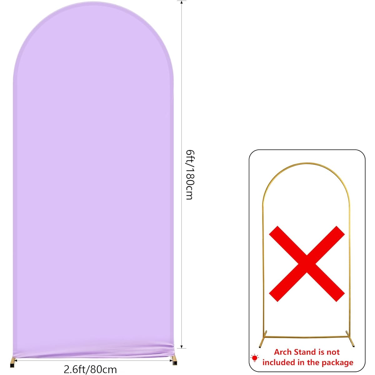 AIBIIN 2x6ft Purple Arch Wall Backdrop, Violet Round Top Backdrop Cover Solid Round Top Arch Frame Cover Double Sided Fit Backdrop Stand for Wedding Bridal Shower Bride Engagement Birthday Decoration