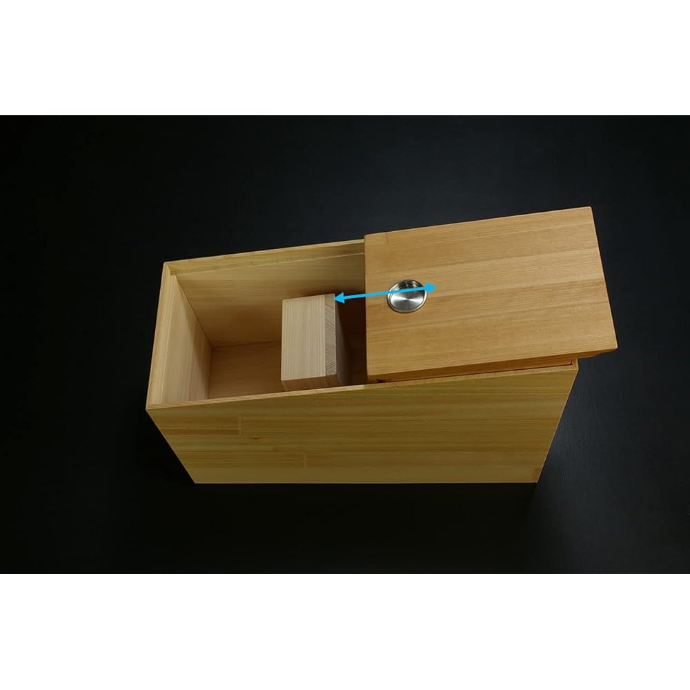 Tatsukraft Wooden Hinoki Rice Bin Natural 11.0 lbs (5 kg) with Grinding Rod, Stylish, Rice Storage Case, Rice Storage Case, Rice Storage Container, Wood, Hinoki, Cypress, Hinoki, Natural Wood, Storage