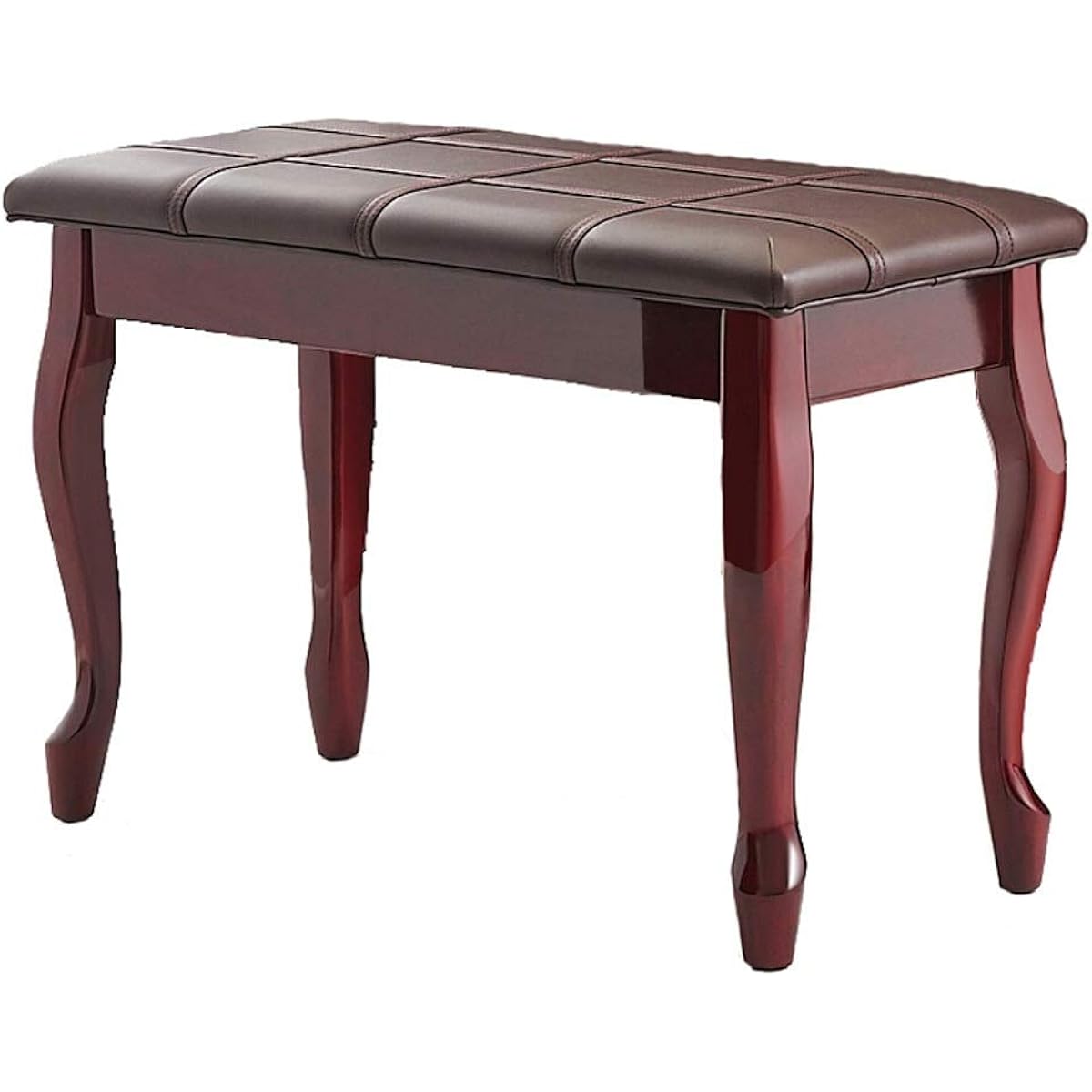 Keyboard Bench Piano Stool 2 Person Solid Wood Piano Stool Curved Legs Piano Stool Bookshelf Guzheng Electronic Piano Stool Piano Keyboard Bench (Color: Brown, Size: 75x34x47cm)