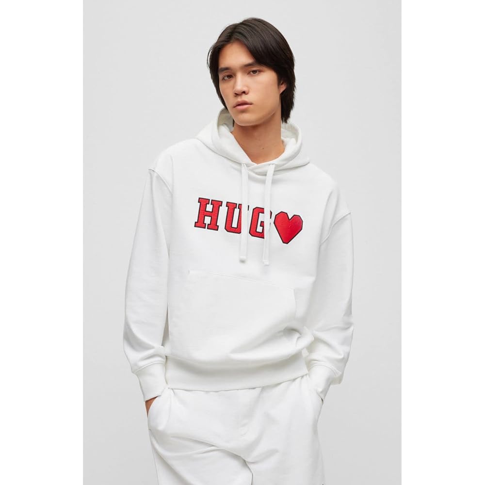 [HUGO] Hoodie Unisex Cotton Terry Logo Artwork Hoodie