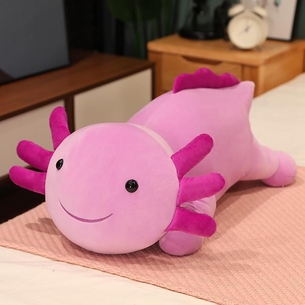 Plush toy cushion, axolotl, marine life pillow, hug pillow, stuffed axolotl, toy, newt, realistic cushion, cute, soft, sewn, highly elastic, comfortable, Aarhus, 90cm, sofa, Christmas present, sleeping pillow, fluffy, purple, soft, celebration