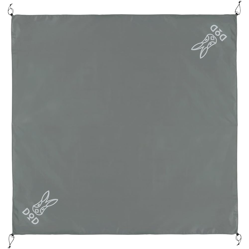 DOD Ground Sheet (for 3 people) 190cm x 190cm GS3-565-GY & Tent Tarp Pole Set of 2 with Peg & Rope & Storage Bag XP-01 [Set Purchase]