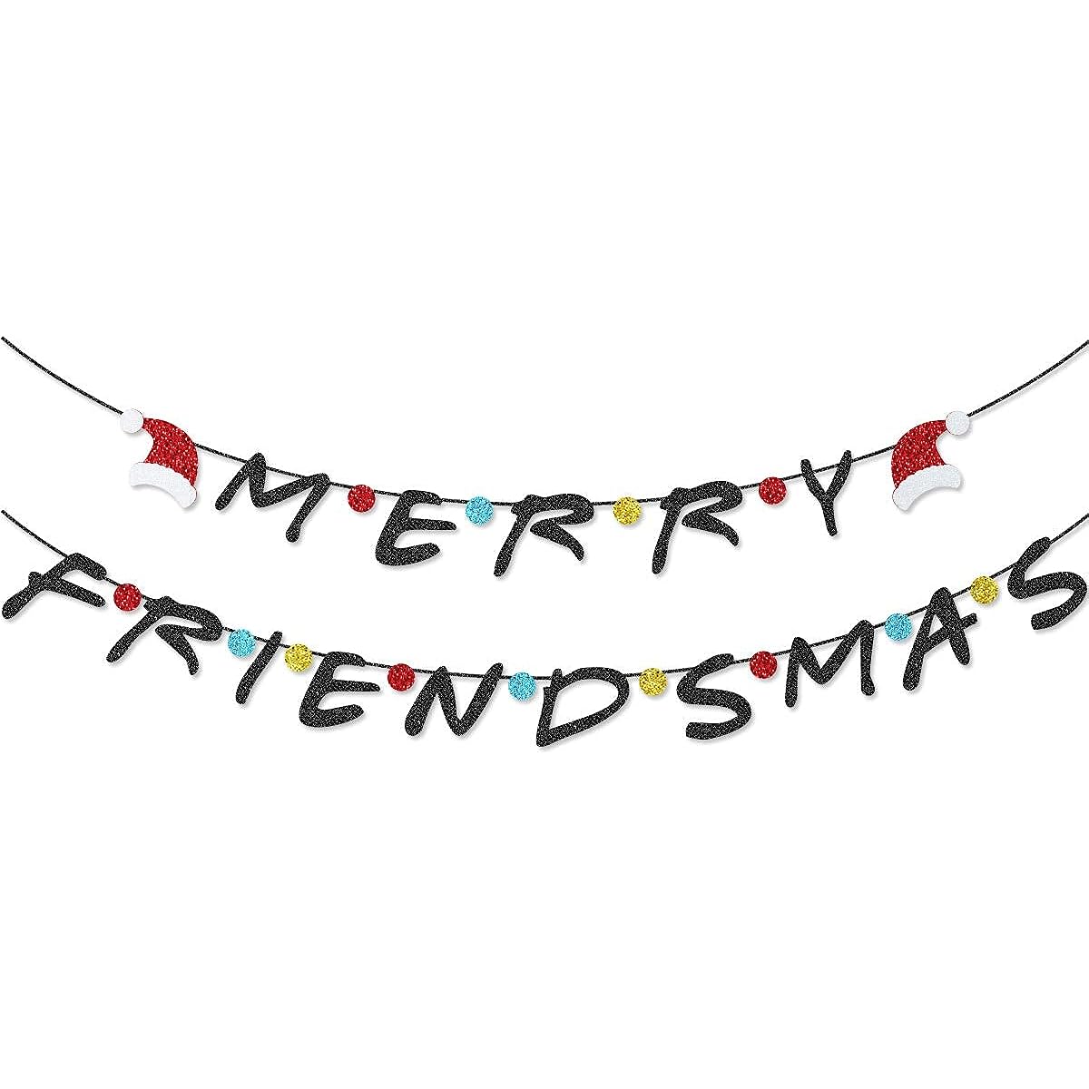 Festiko® Merry Friendsmas Banner for Friends Christmas Party Decorations (Friendsmas)