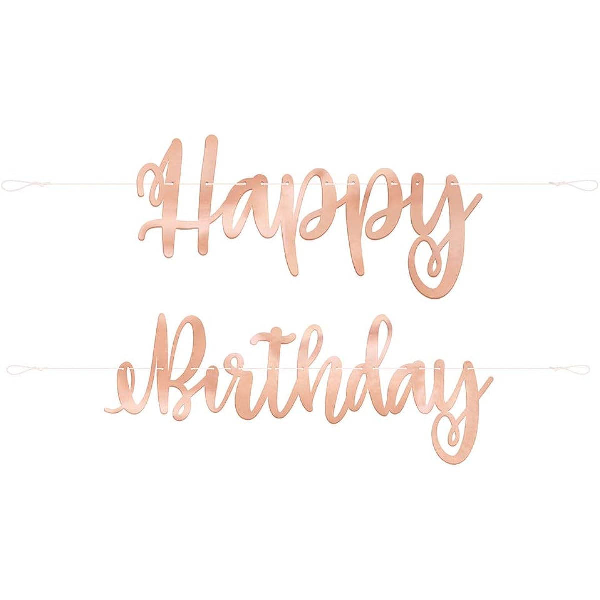 Unique Party 63492-7ft Rose Gold Script Happy Birthday Banners, Set of 2
