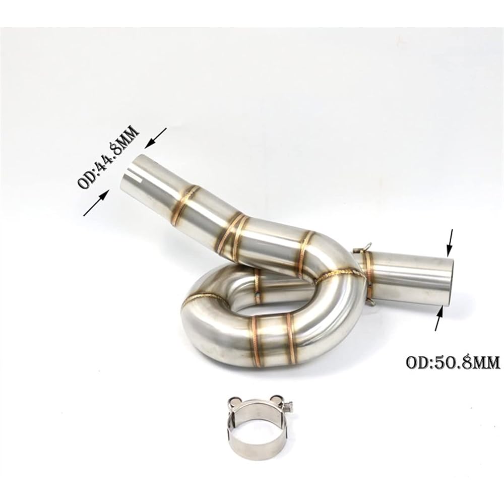 For Benelli 300 BJ300 GS For BN302 For TNT300 2014 2015 2016 2017 2018 51mm Motorcycle Exhaust Intermediate Pipe Link Connection Stainless Steel (Color: 2)
