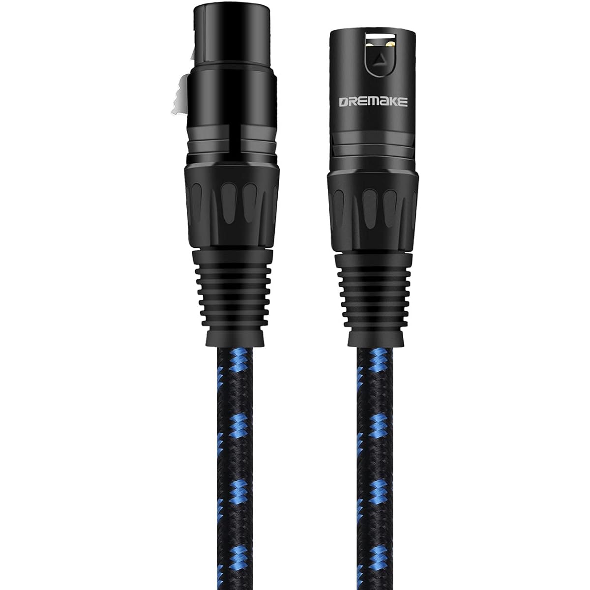 DREMAKE 66ft XLR Microphone Cable Balanced XLR 3 Pin Male to Female Microphone Patch Cable for Live Sound & Stage Studio Harmonizer Mixing Board Patchbay Preamp Speaker System Black/Blue Tweed