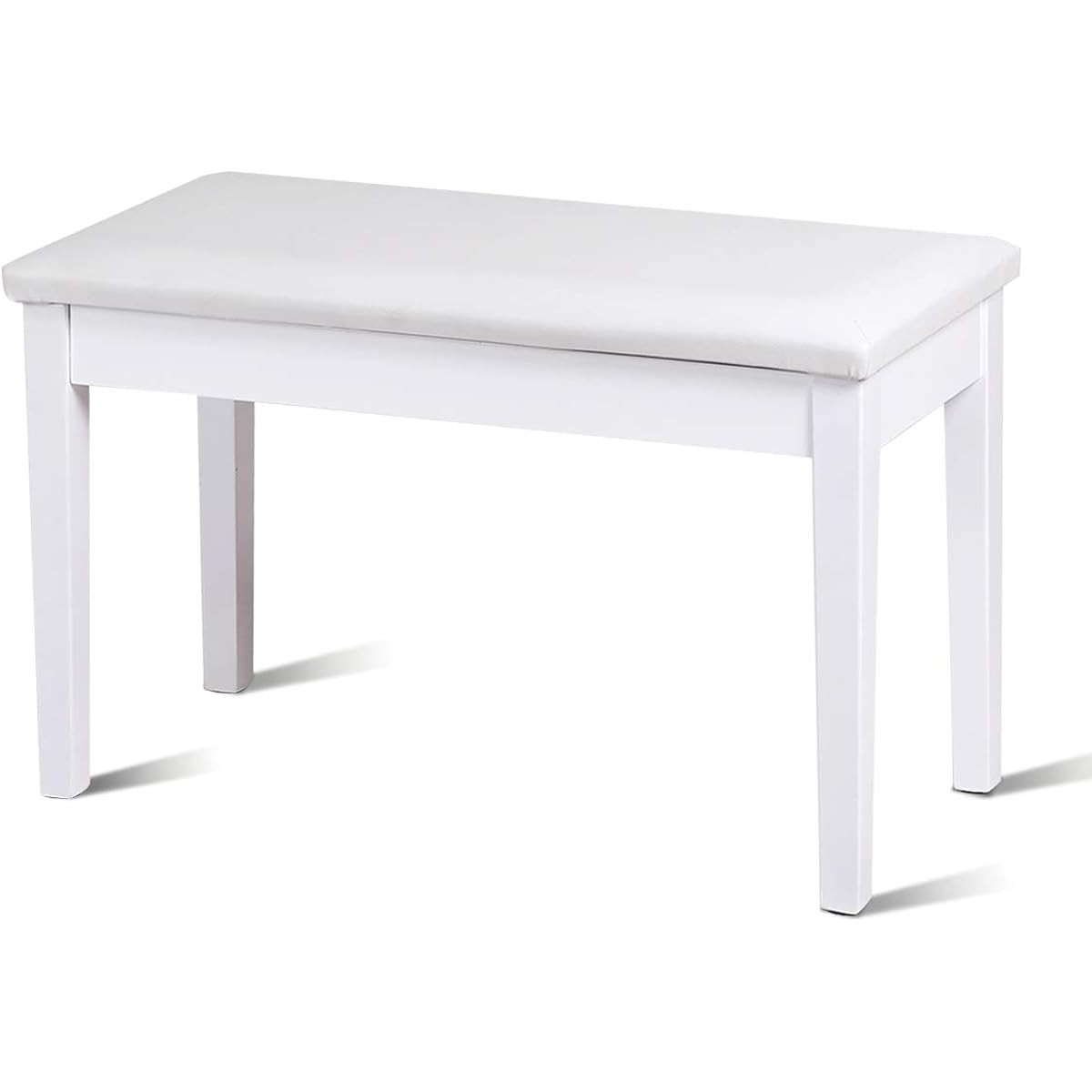 GOFLAME Piano Bench - Wooden Duet - Heavy Duty Piano Stool with Padded Cushion, Hidden Music Storage, Comfortable PU Leather Seat with Locking Hinges, Perfect for Home or Professional Use (White)