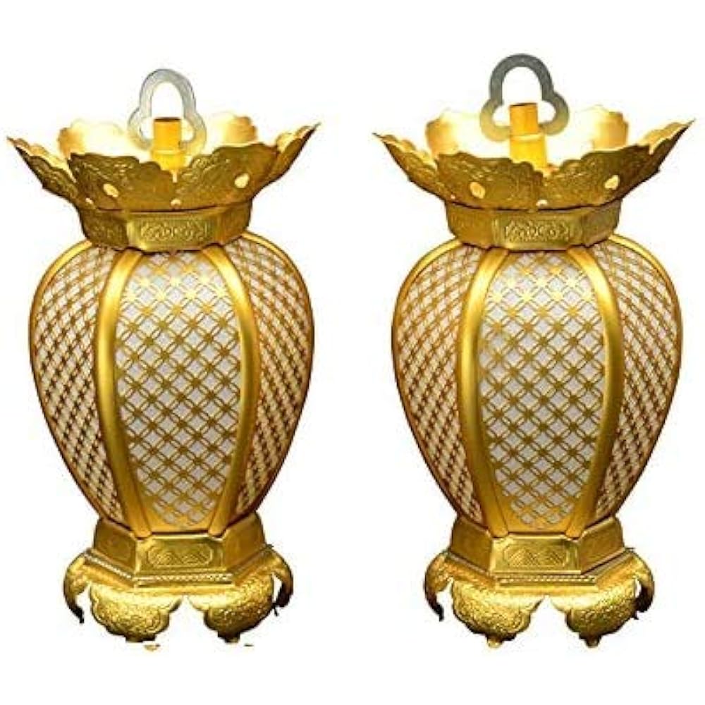 [Hiruta Buddhist Fittings Store] [Includes LED wiring set] Hanging Lantern, Cloisonné, Light Alloy, Electrical Equipment, 1 Pair, Small Buddhist Fittings