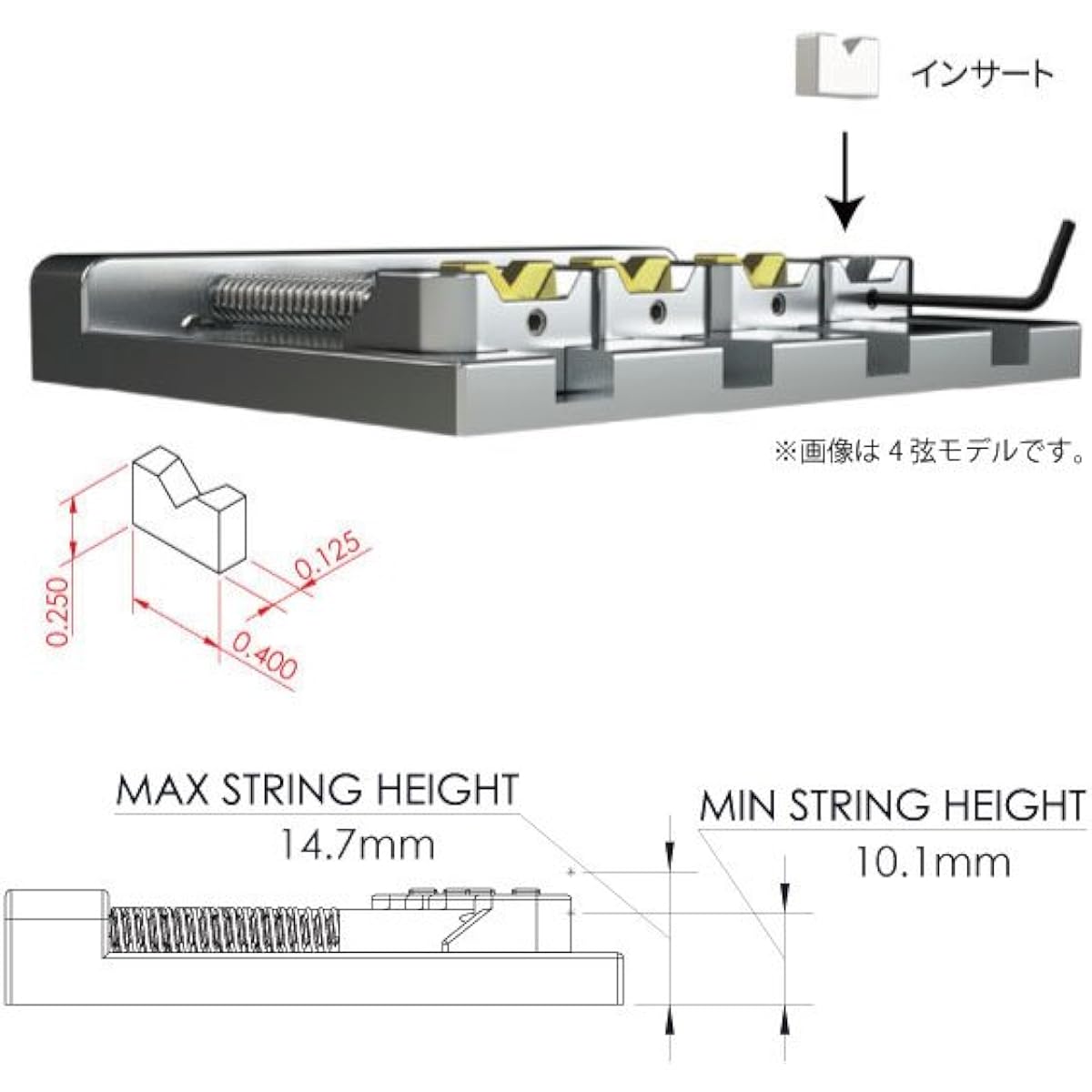 [Genuine Product] HIPSHOT Bass Bridge for 5 Strings 5 String KickAss™ Bass Bridge Gold