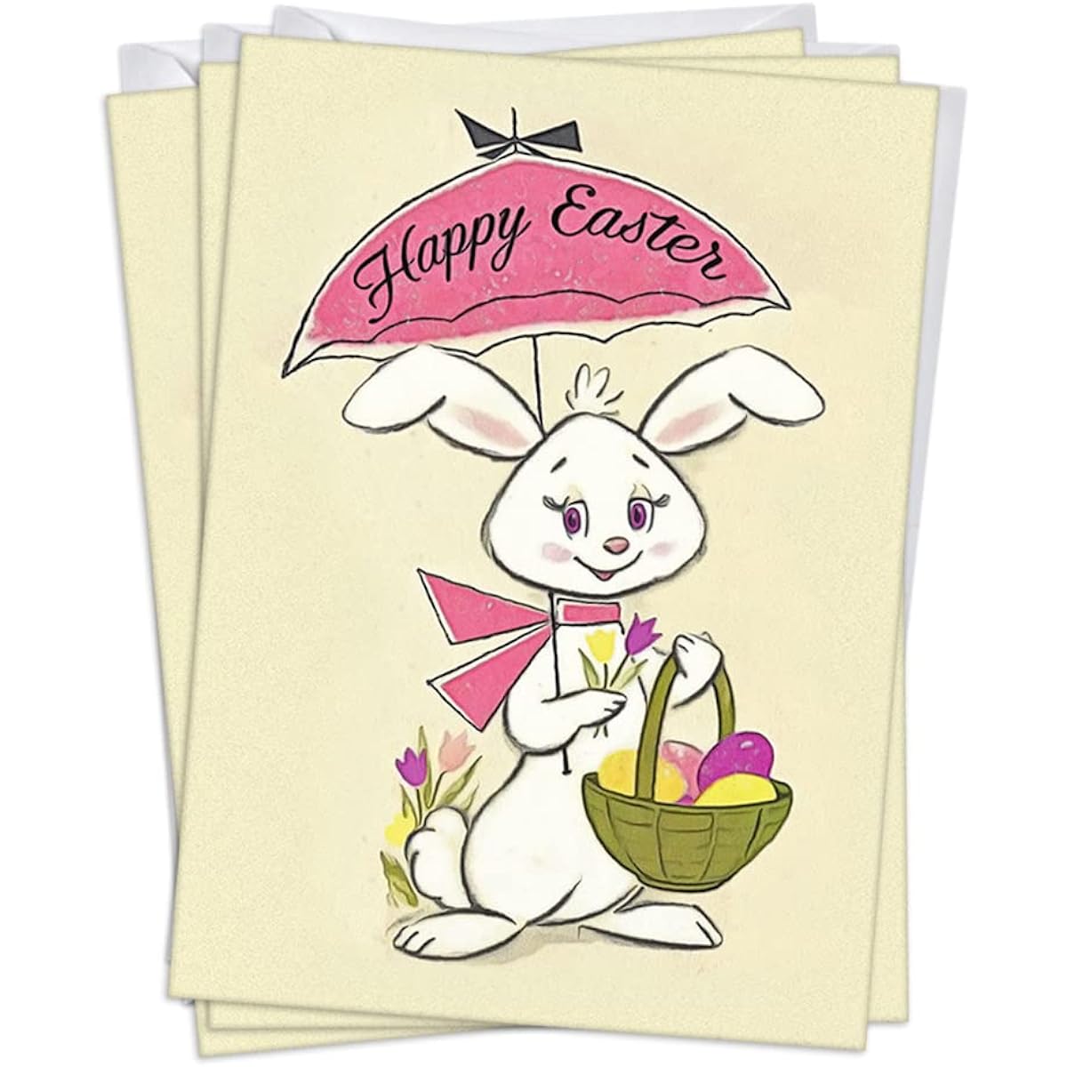 Wright Home & Gift Some Bunny Vintage Easter Greeting Cards | 20 Pack Bulk Set + 20 Envelopes (5x7)