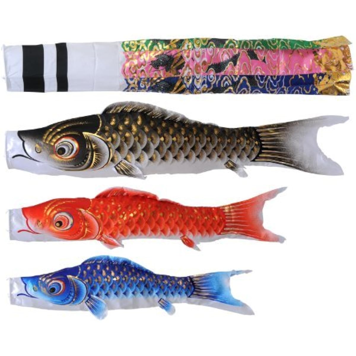 Murakami Koi Nobori (Carp Streamer) for Gardens and Balconies, 1.5m, Sparkling, Stand Included, Set, Ryugin Koi, Kanoko Shoryu Streamers, Family Crest and Personalization Possible, h265-mkcp-155-136