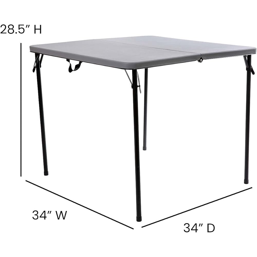 Flash Furniture Dunham Folding Table Gray Plastic 86cm Square Bifold with Carry Handle [Regular Japanese Import]