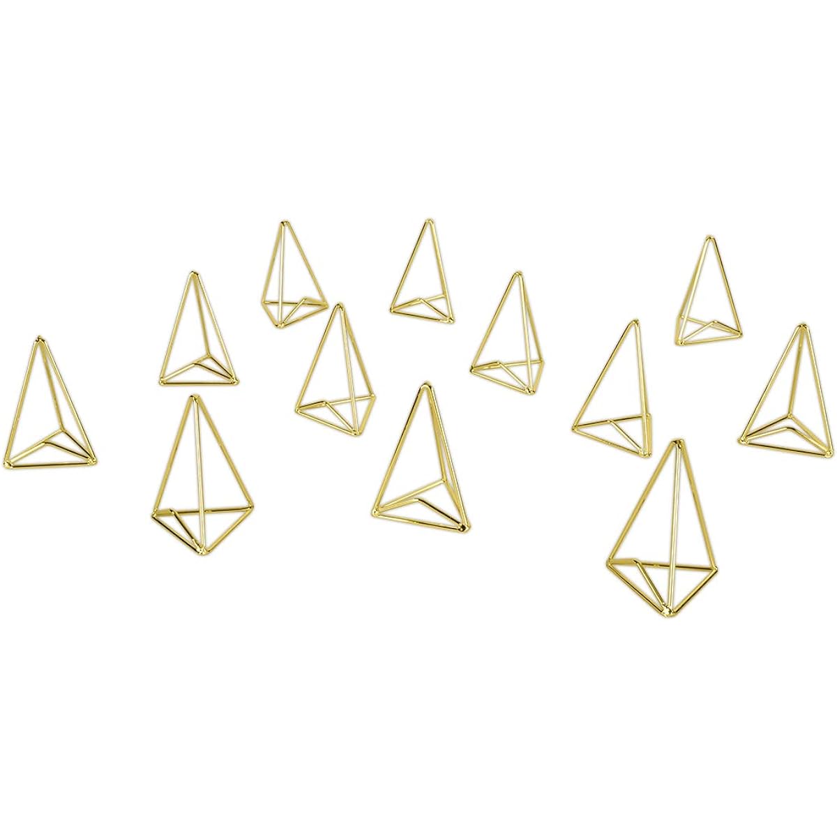Koyal Wholesale Modern Metal Geometric Triangle Wedding Place Card Holder Gold Table Number Holder Set of 12