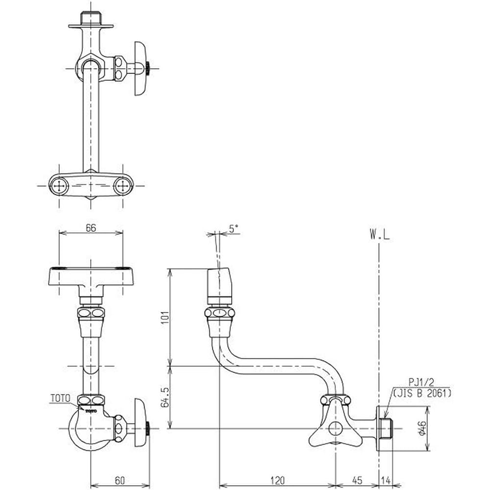 TOTO horizontal water plug (free horizontal shape, eye wash) T248RR