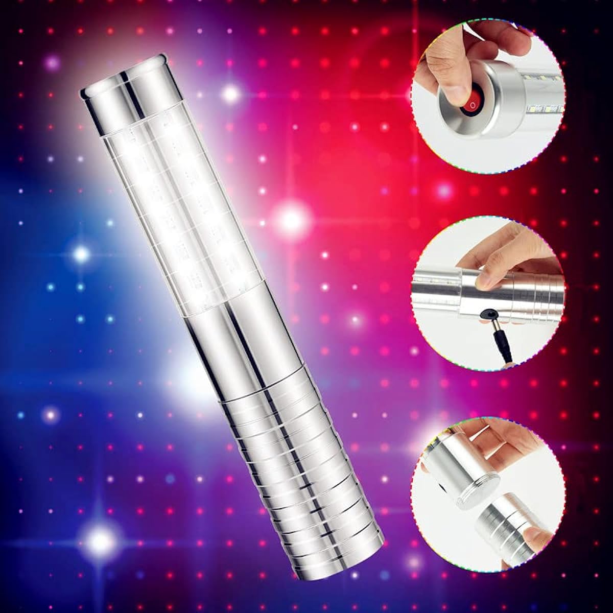 Aprjv 4pcs LED Strobe Baton Light Bottle Service Light Up Stick Rechargeable Champagne Bottle Handheld LED for Stage Nightclub Wedding Party Concert Event Bar White