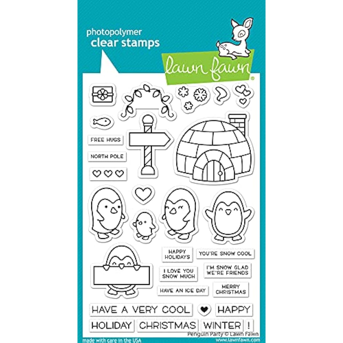 Lawn Fawn Penguin Party 4x6 Clear Stamp (LF2674)