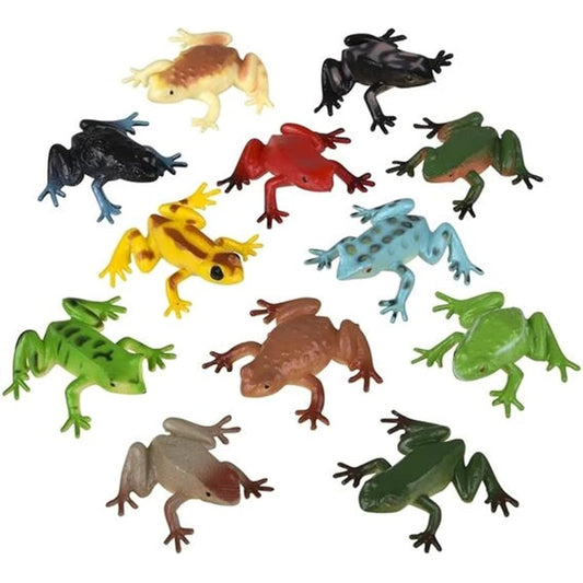 Plastic Dart Frog | 12 Pieces | Rainforest Animal Toy | 1.5 Inch Size