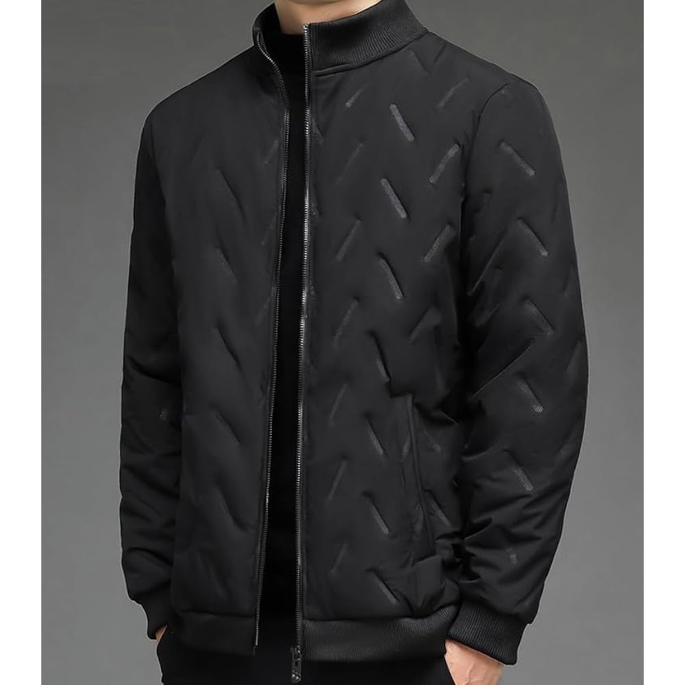 [FleurUneffe] T12 Fleece-lined Slim Type Jacket, Men's Clothing, Blouson, Quilted Style, Outerwear, Zip-up Cardigan, School, Commuting, Cold Protection, Golf Wear, Zip-up, Fleece-lined, Fleece-lined (T12)