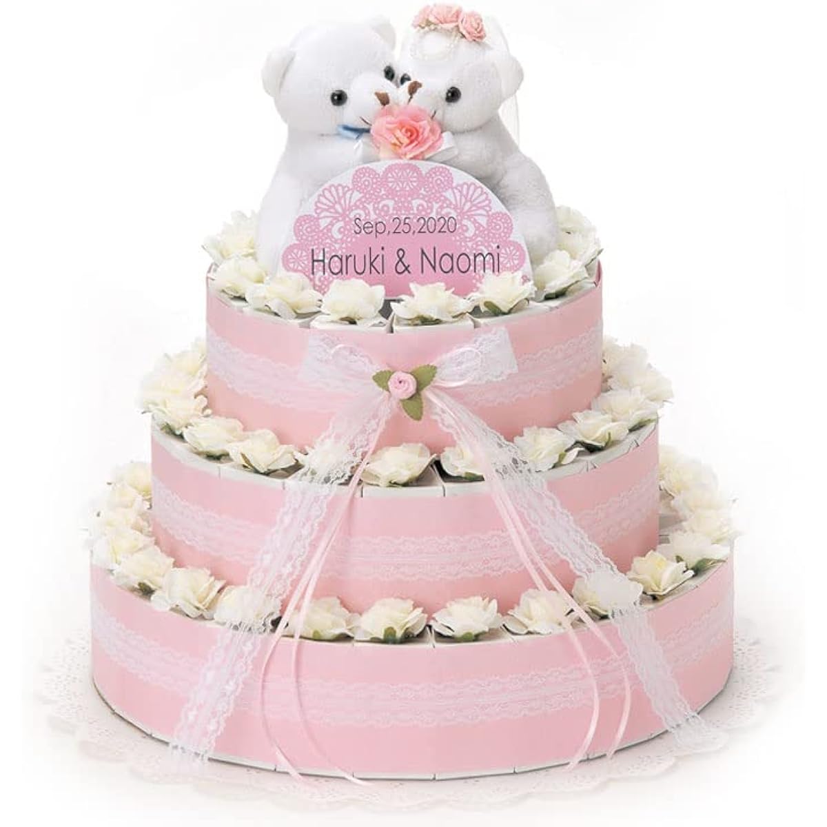 "Welcome Bear Wedding Cake" Dragee 60-piece set Can be used as a welcome board Small gift Wedding reception