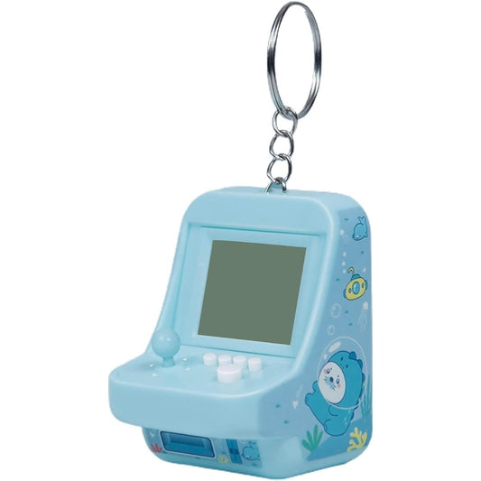 1pc Blue Micro Player Mini Arcade Machine with Keychain 26 Classic Game Modes Music Support Mini Building Blocks Game Console Plug and Play Video Game for Gaming Automotive Trim Car Accessories