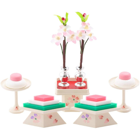 (Smile Market) Hina Dolls, Hina Dolls, Props, No. 15 (Regular) Diamond-Shaped High Tripod, Ivory, Compact, Mini, Diamond Mochi, Tripod, High Cup, 5-Piece Set