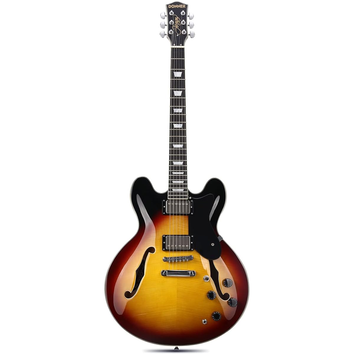 Donner Semi-acoustic guitar Electric guitar Semi-acoustic guitar Semi-hollow body Double cutaway Tiger color DJP-1000B