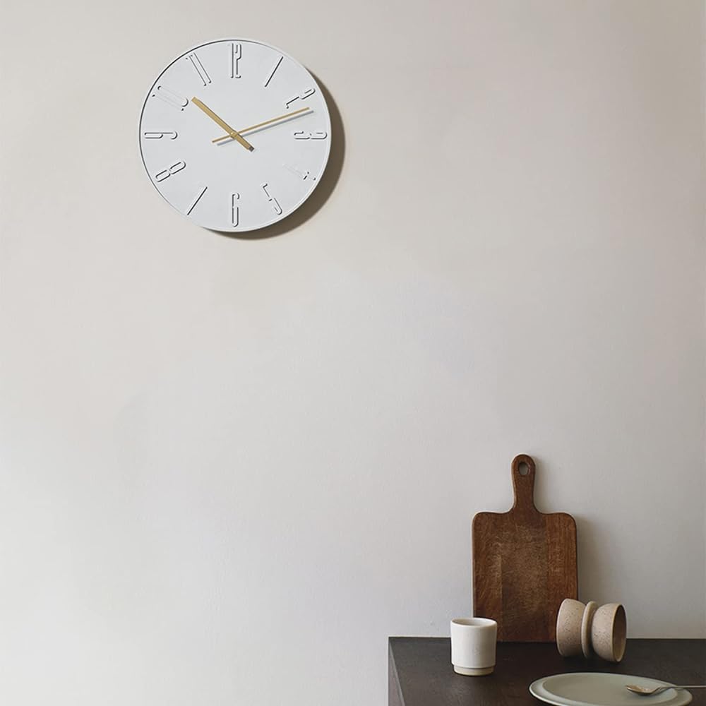 TAHITICA Wall Clock, Made of Cement, Continuous Second Hand, Quiet, Curved Wall Clock, Wall Clock, Simple, Modern, Scandinavian, 30CM, Room Decoration, Living Room, Interior, Housewarming Gift, Stylish, Analog, Hook Included…
