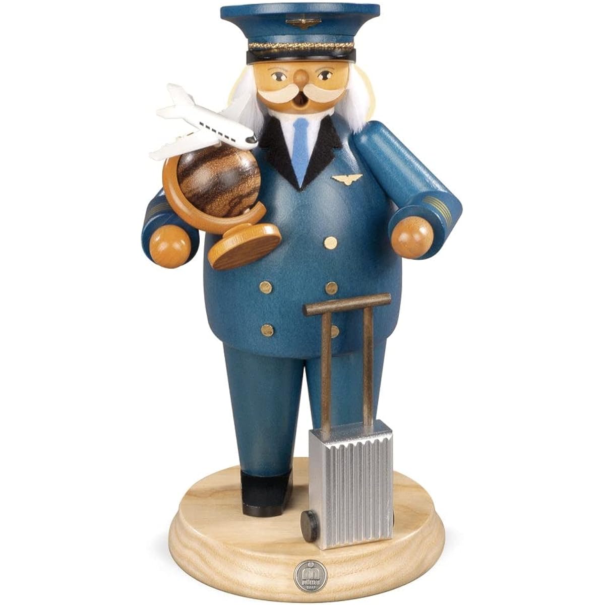 Smoke-emitting figure - pilot, height 25 cm, original by Mueller Seiffen, Erzgebirge