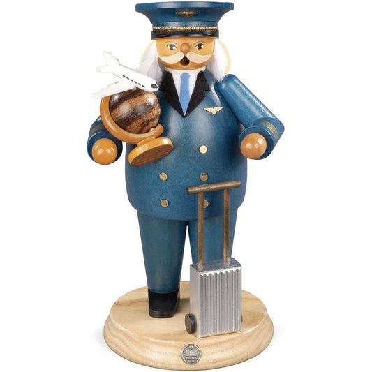 Smoke-emitting figure - pilot, height 25 cm, original by Mueller Seiffen, Erzgebirge