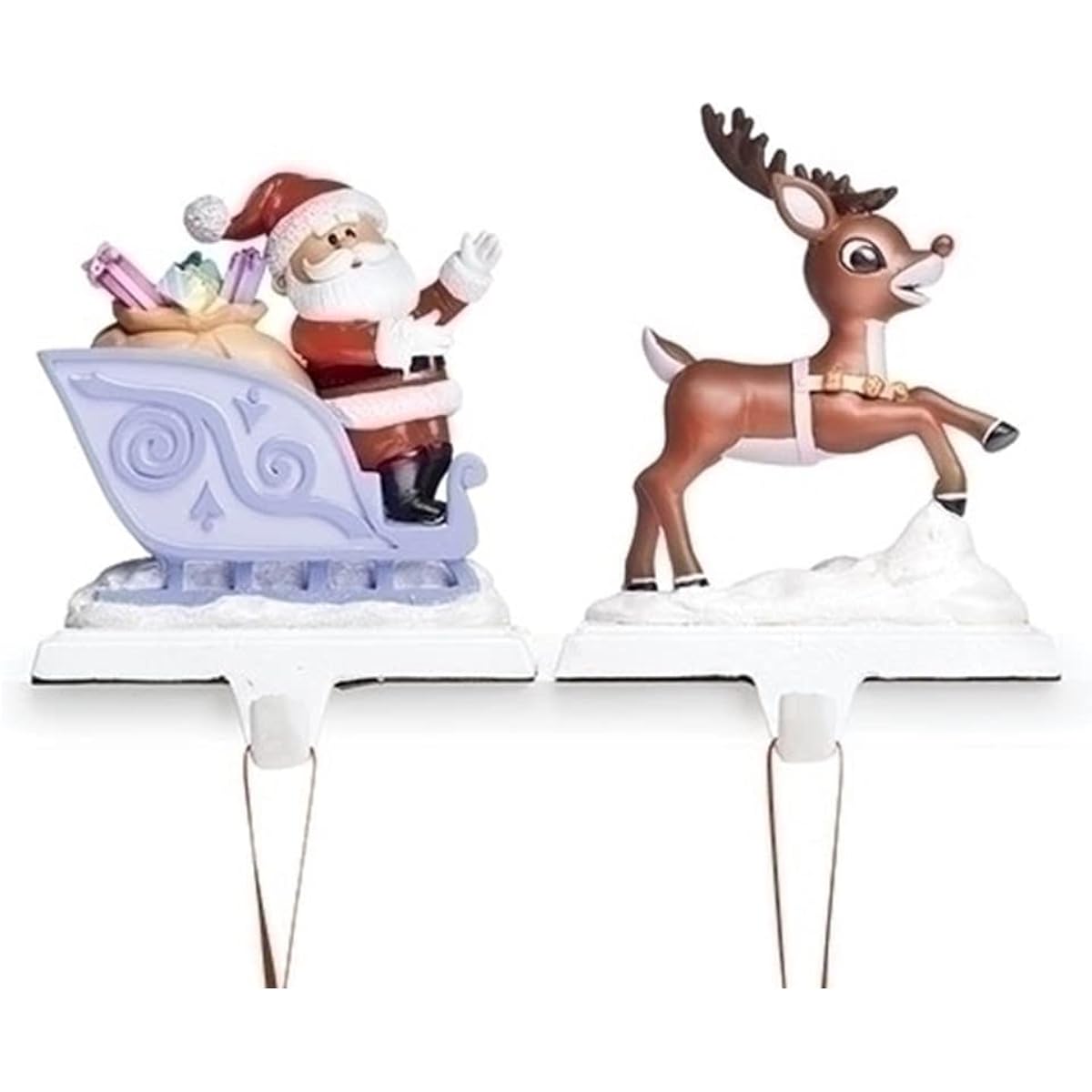 Roman Rudolph and Santa Sleigh with Stocking Holders, Set of 2 Christmas Decorations