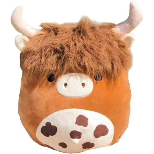 15 Inch Scottish Highland Cow Plush Toy Cute Soft Highland Cow Stuffed Pillow Cute Brown Fluffy Cow Stuffed Animal for Kids Girls Boys Birthday Valentine's Day