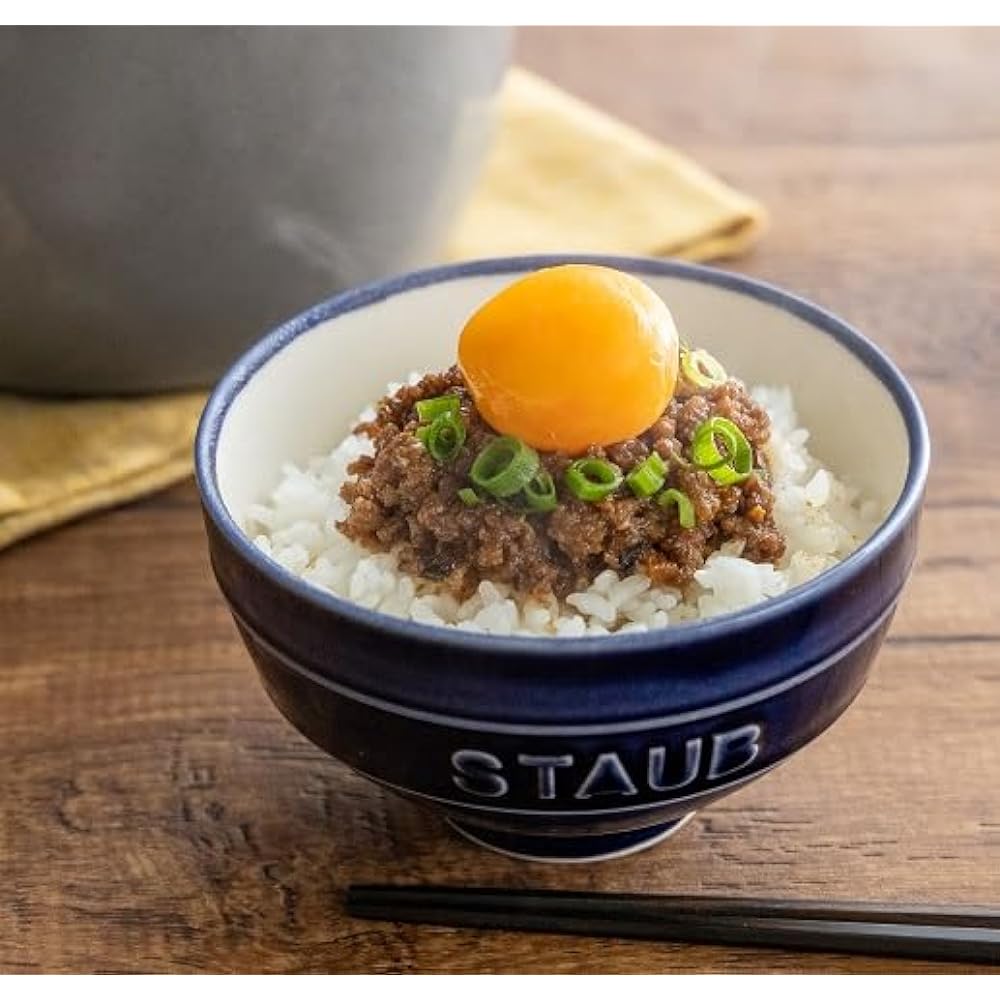staub Ceramic "Le Chawan Meoto Set KOHIKI White M/Grand Blue L Made in Japan" Couple Bowl Rice Bowl Set [Authorized Japanese Product] Le Chawan 40508-544