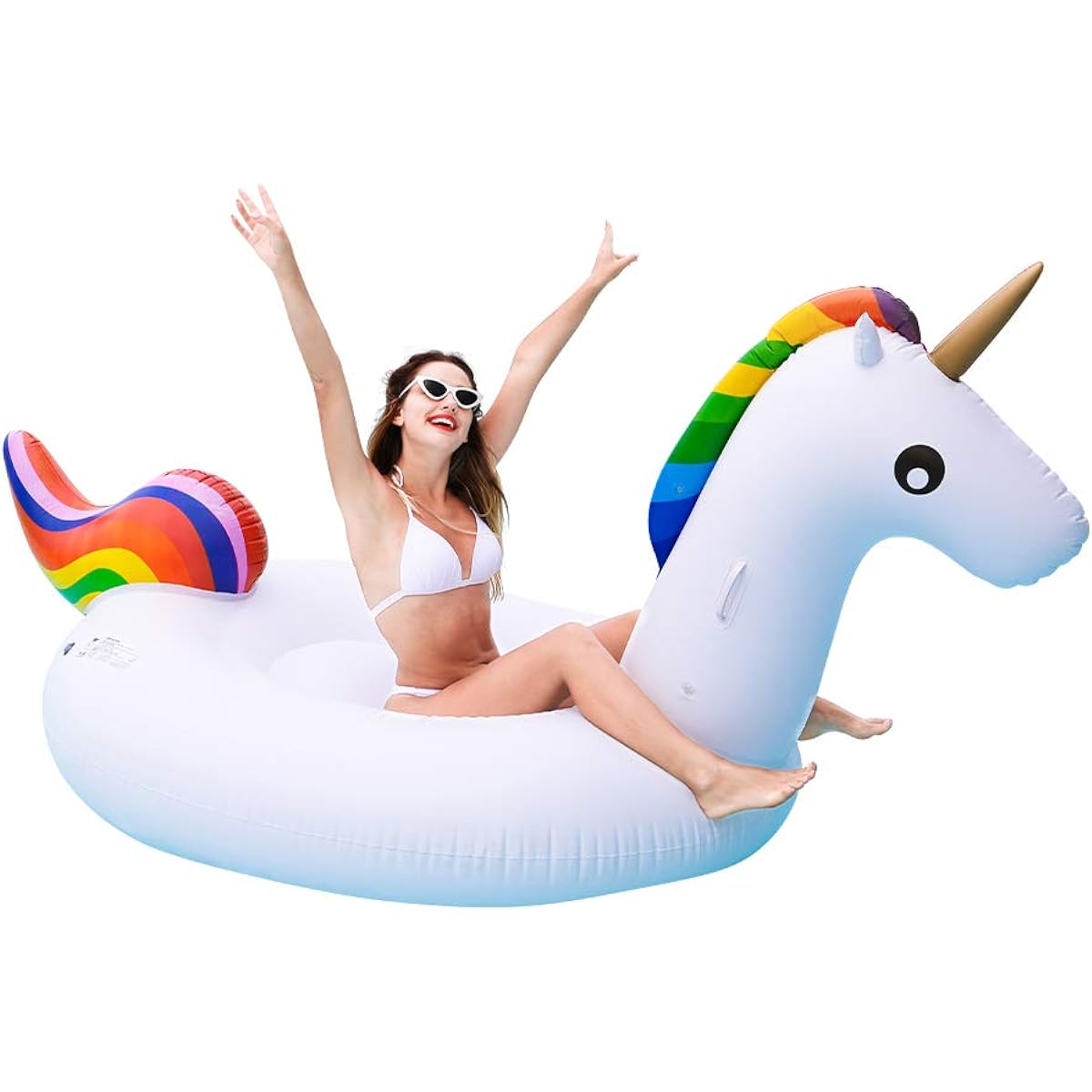 Dr. Dolphin Inflatable Giant Unicorn Pool Float for Adults & Kids - Unicorn Floatie with 2 Safety Handles - Summer Party Supplies