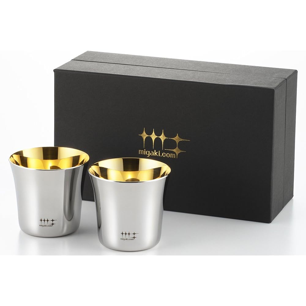 Yoshikawa Made in Japan Glass Cup Gold Plated Finish 100ml Shiniya Syndicate YJ2535 Set of 2
