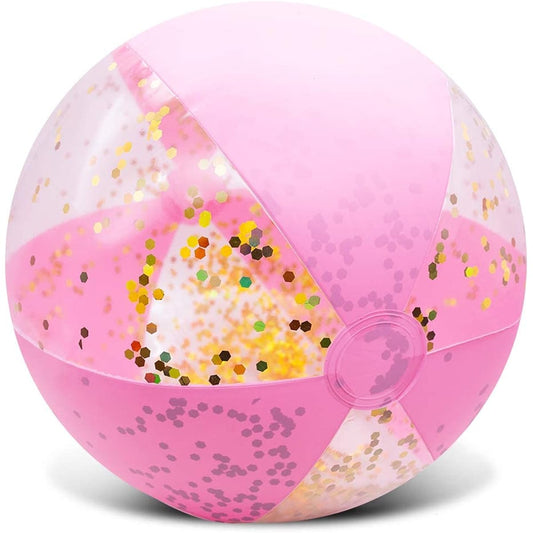 Amor Inflatable Glitter Beach Ball 16" Accessories Confetti Pink