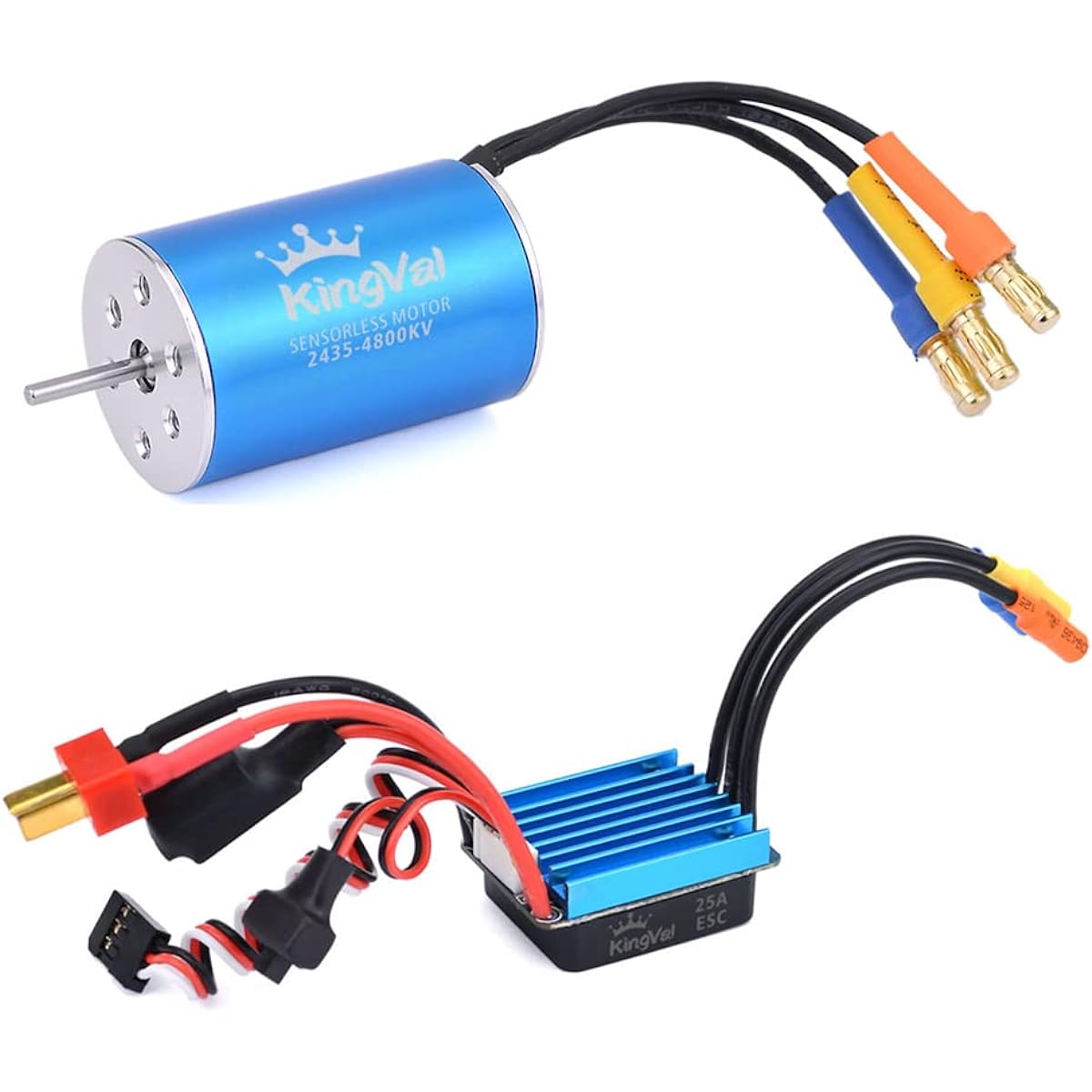 KingVal Replacement 2435 4800KV Sensorless Brushless Motor Shaft 2.0mm 25A Brushless ESC Compatible with 1/16 1/18 RC Car