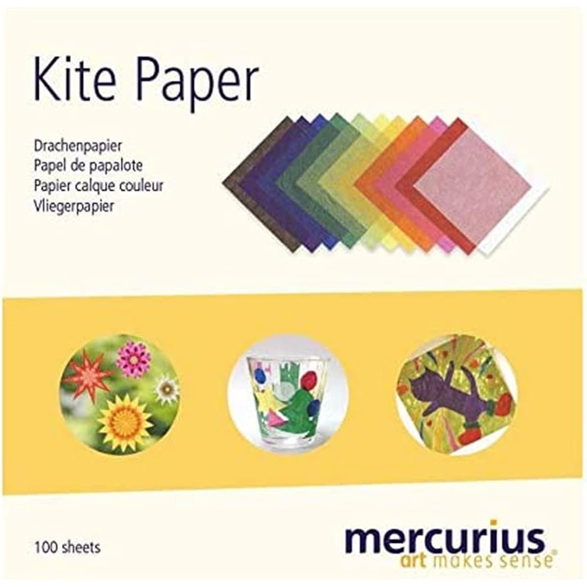 Mercurius AMS Kite Paper, 100 Sheets, 11 Colors, 6.25 Inch Square