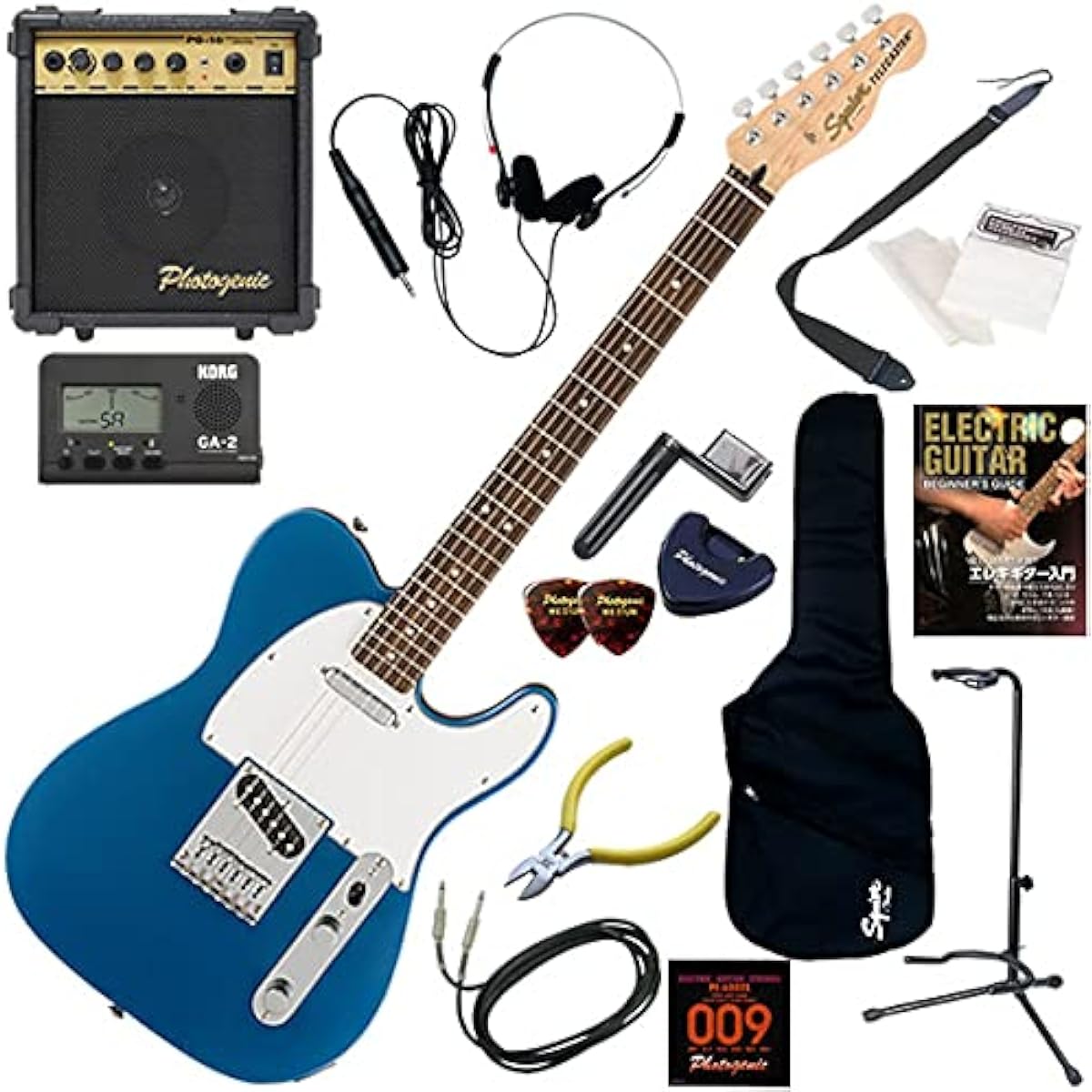 Squier Electric Guitar Beginner's Standard 15-Piece Set with 10W Amp Affinity Telecaster/LPB (Lake Placid Blue)