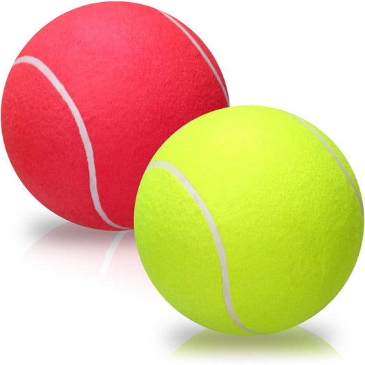 ArtCreativity 8" Jumbo Tennis Balls, Set of 2, Assorted Colors, Blue, Red, Green, Yellow, Ages 3+, Kids, Adults, Pets, Signs & Displays, Outdoor Play, Great Game Prizes