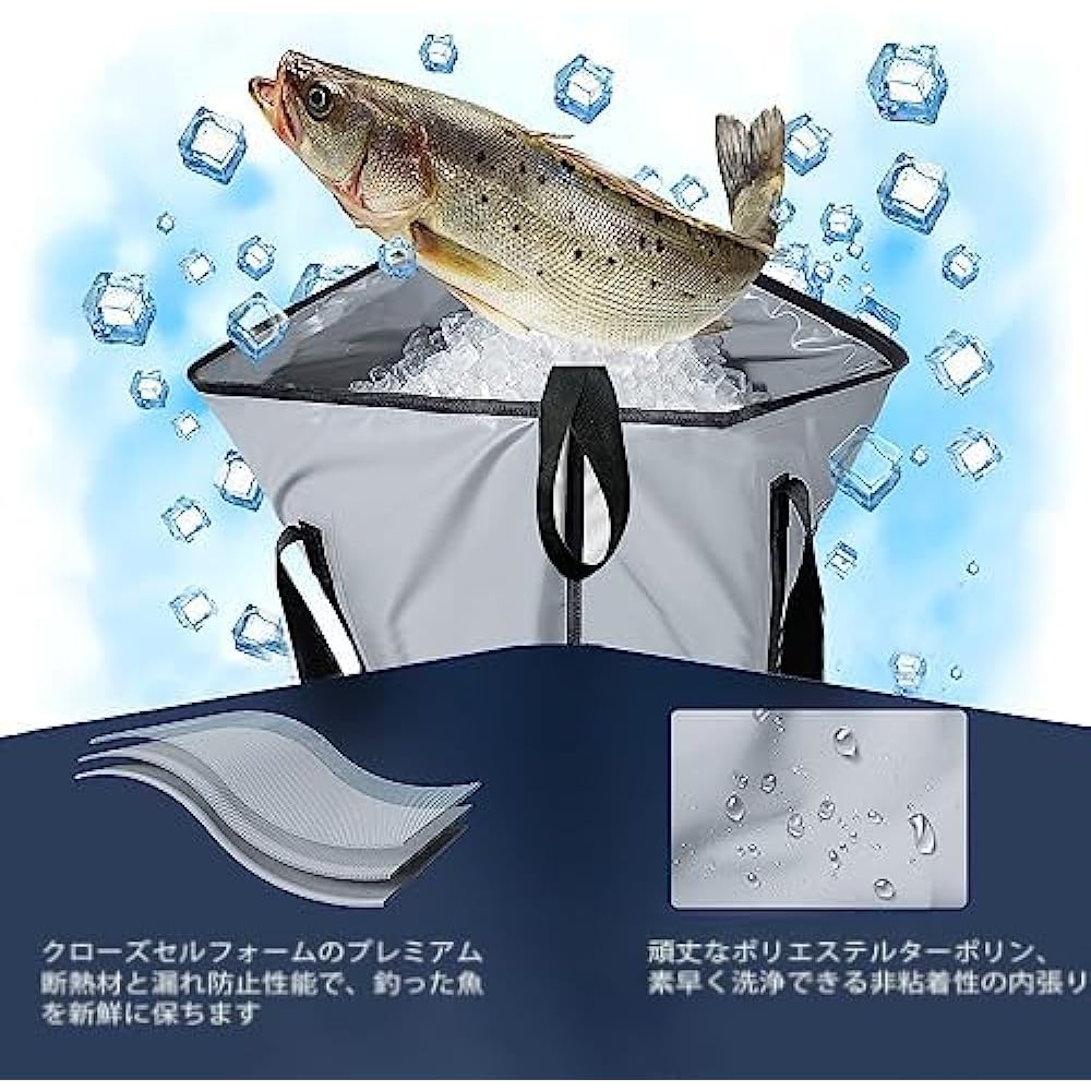 Buffalo Gear Insulated Fishing Cooler Bag, 100 x 45cm 120 x 45cm Leakproof Insulated Fishing Cooler Portable Waterproof Fish Bag Keeps Ice Cold for Over 24 Hours