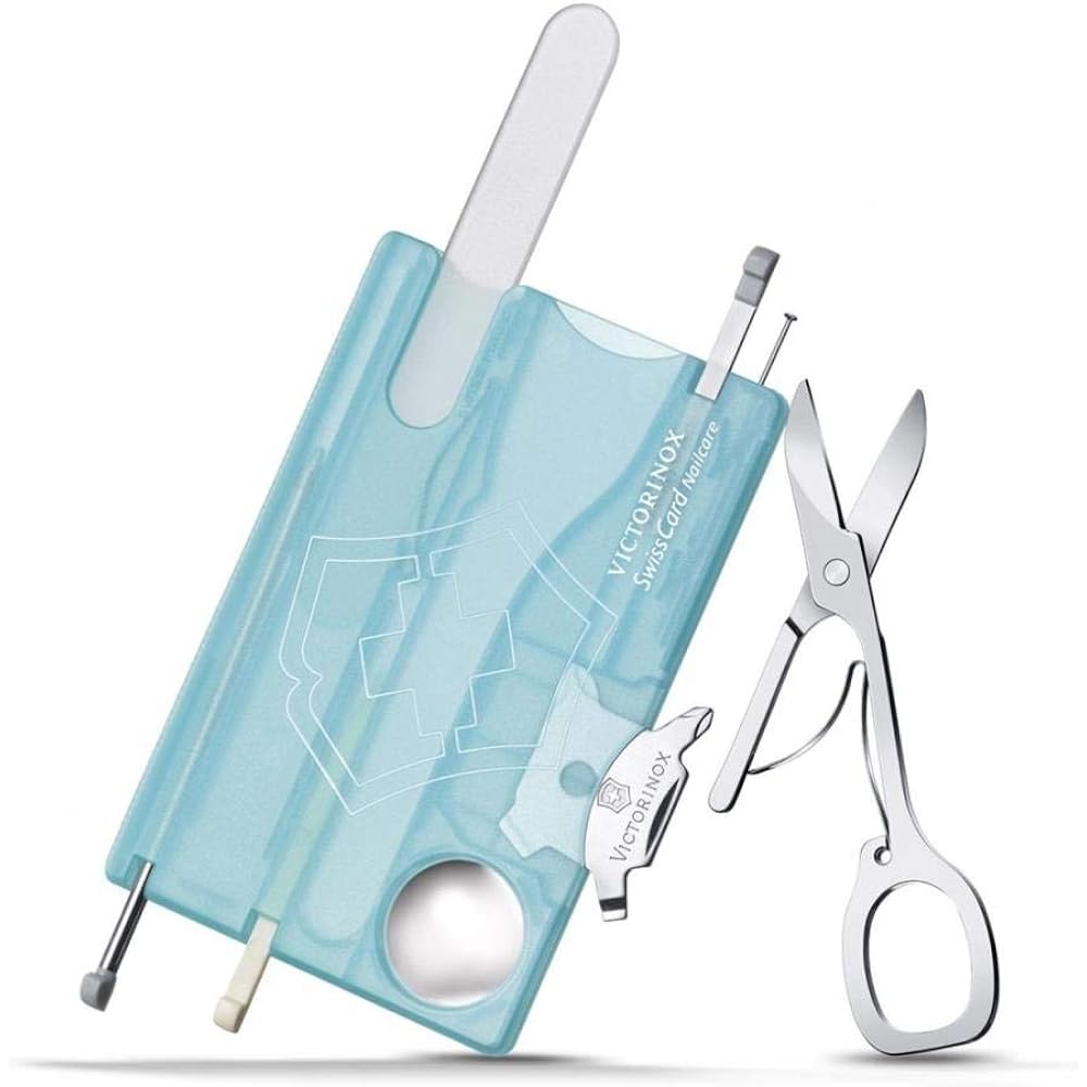 VICTORINOX Swiss Card Nail Care, 3 Colors, Nail File, Nail Polish, Glass Nail File, Equipped with Scissors, 13 Functions, Disaster Prevention, First Aid, Compact [Domestic Genuine Product]