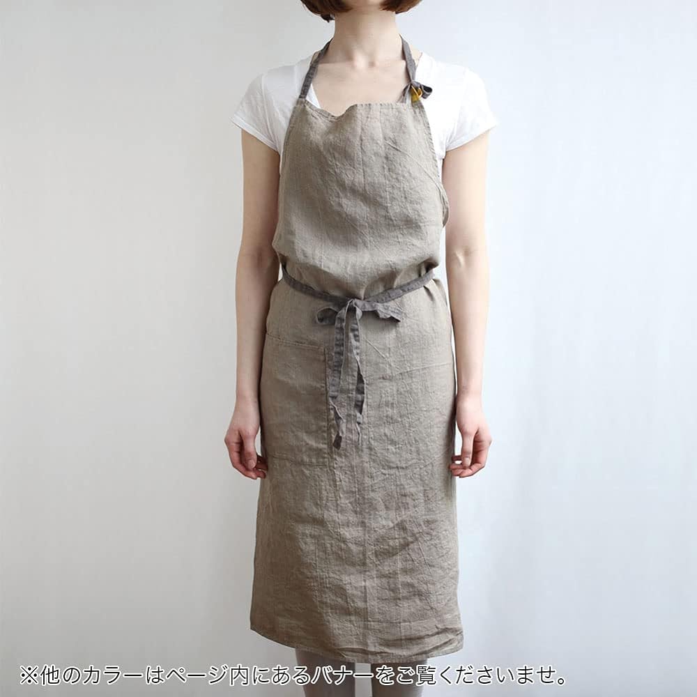 [Lino e Lina] Lino Elina Apron Full Apron Manon A224 Greige Women's Men's Kitchen Plain Linen Hemp Simple Long Length Gift Present