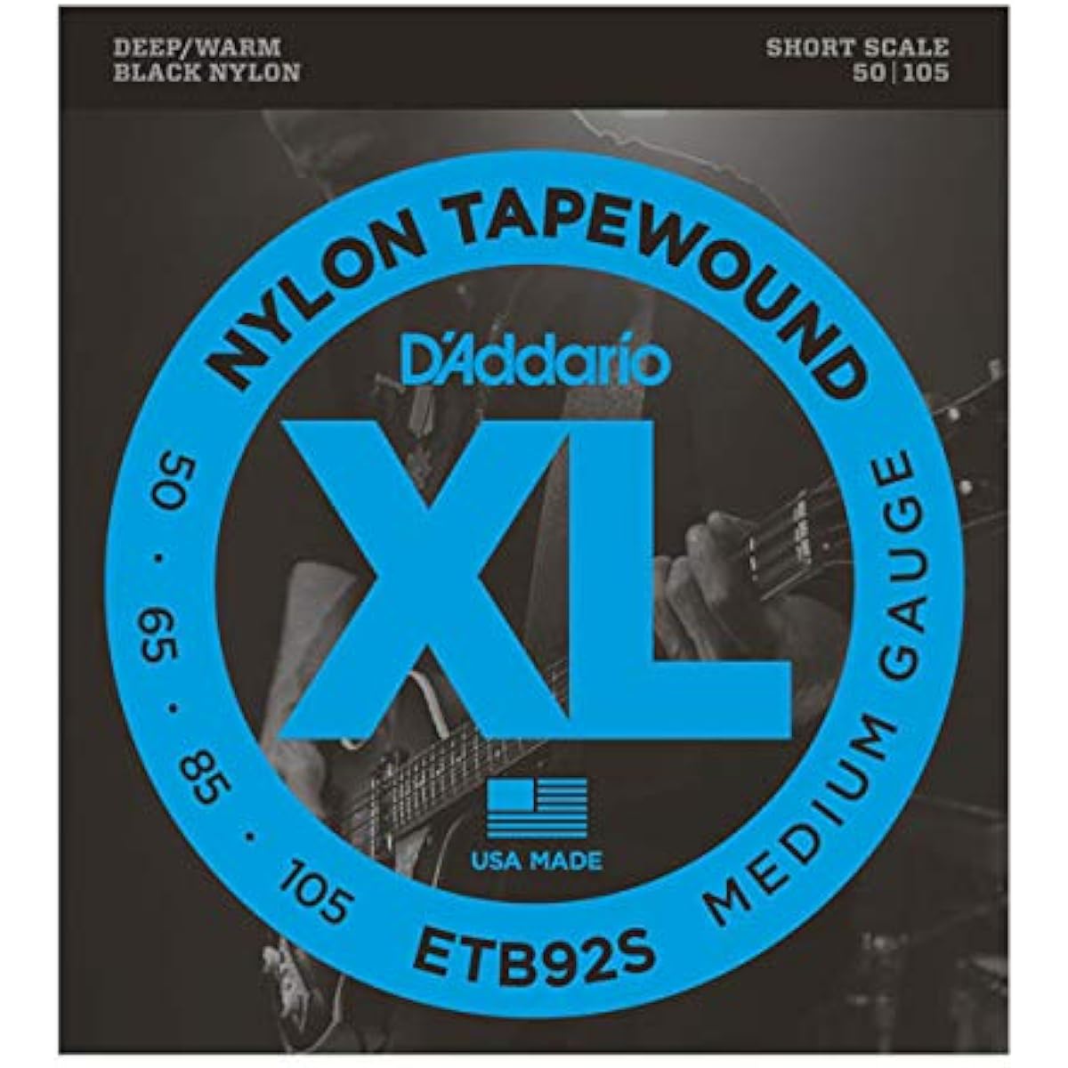 DADDARIO Bass Strings ETB92S Black Nylon Tapewound Bass Medium 50-105 Short