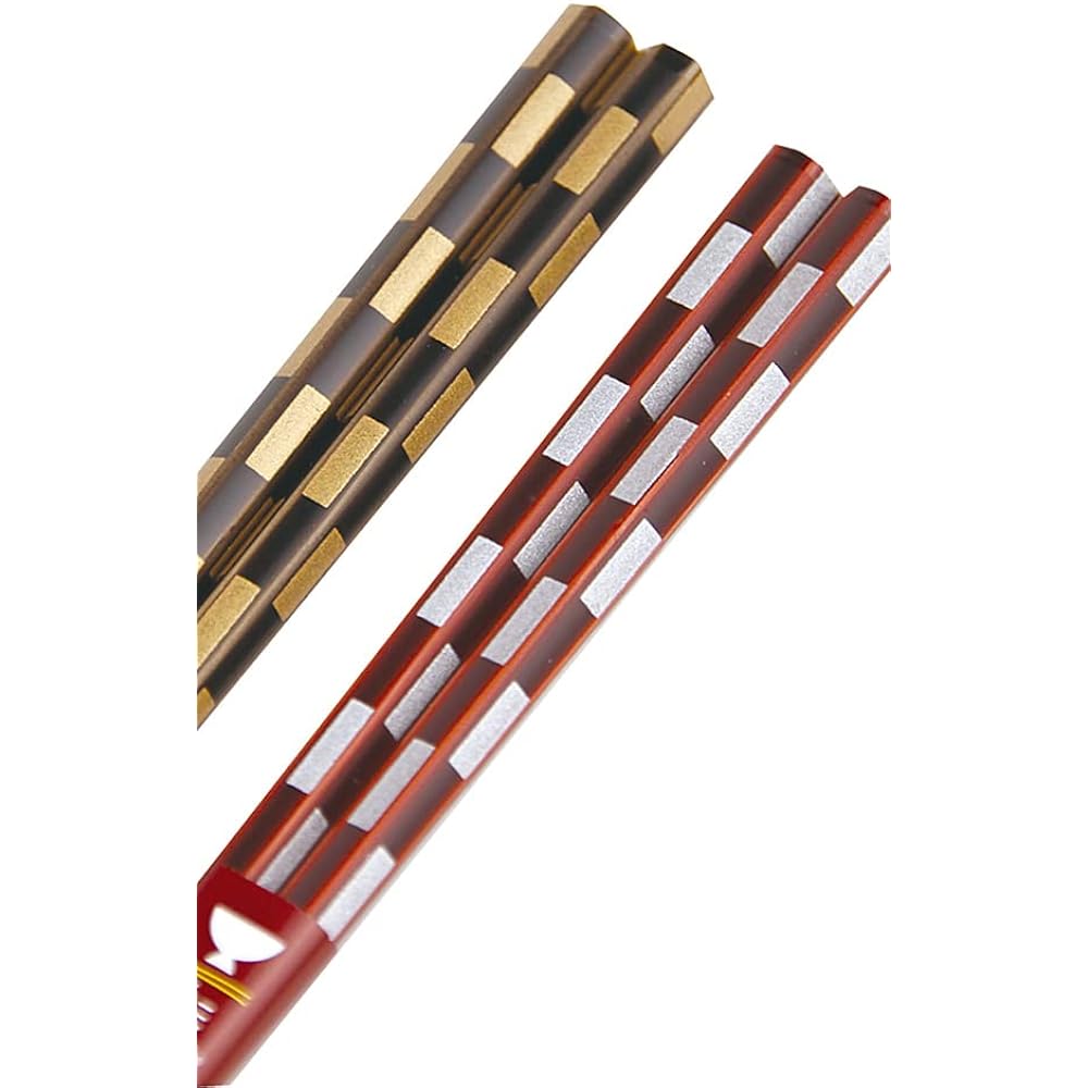 Couple chopsticks, hexagonal ring, black, red, dishwasher safe, antibacterial chopsticks with design paulownia box and wrapping, 60th birthday celebration, grandpa, grandma, parents, gift [154]